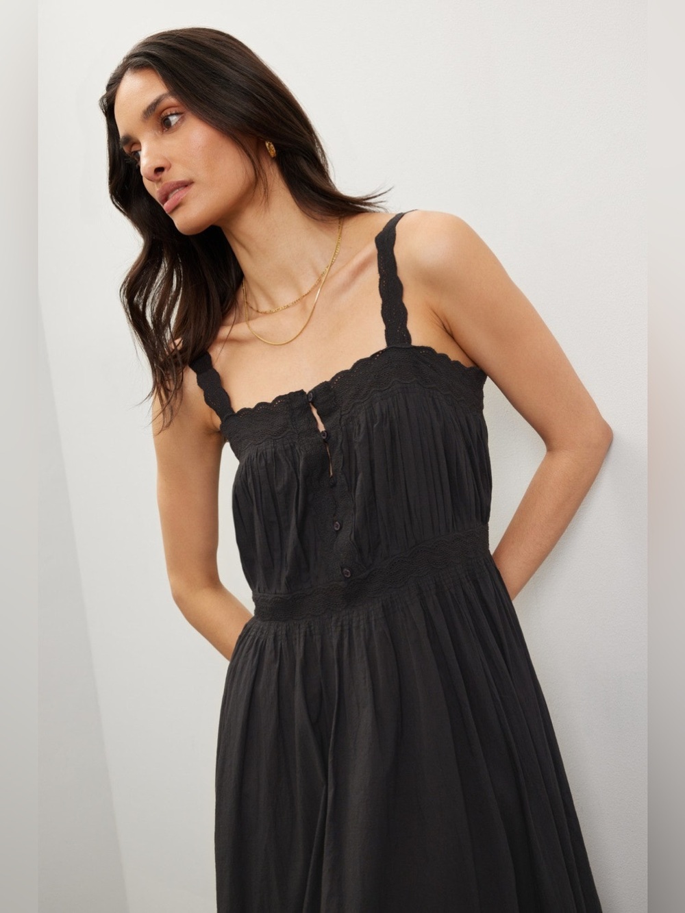 The Great. Cachet Midi 100% Cotton Dress 2 - Picture 2 of 6